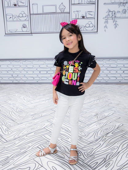 Edenrobe - Girl's Black Top - EGTK21-015