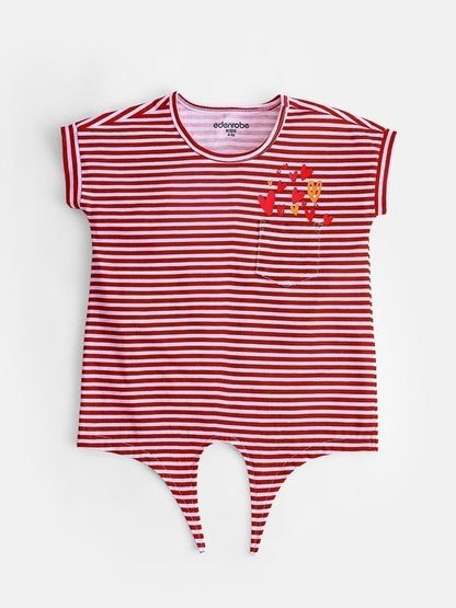 Edenrobe - Girl's Maroon & White Top - EGTK21-017