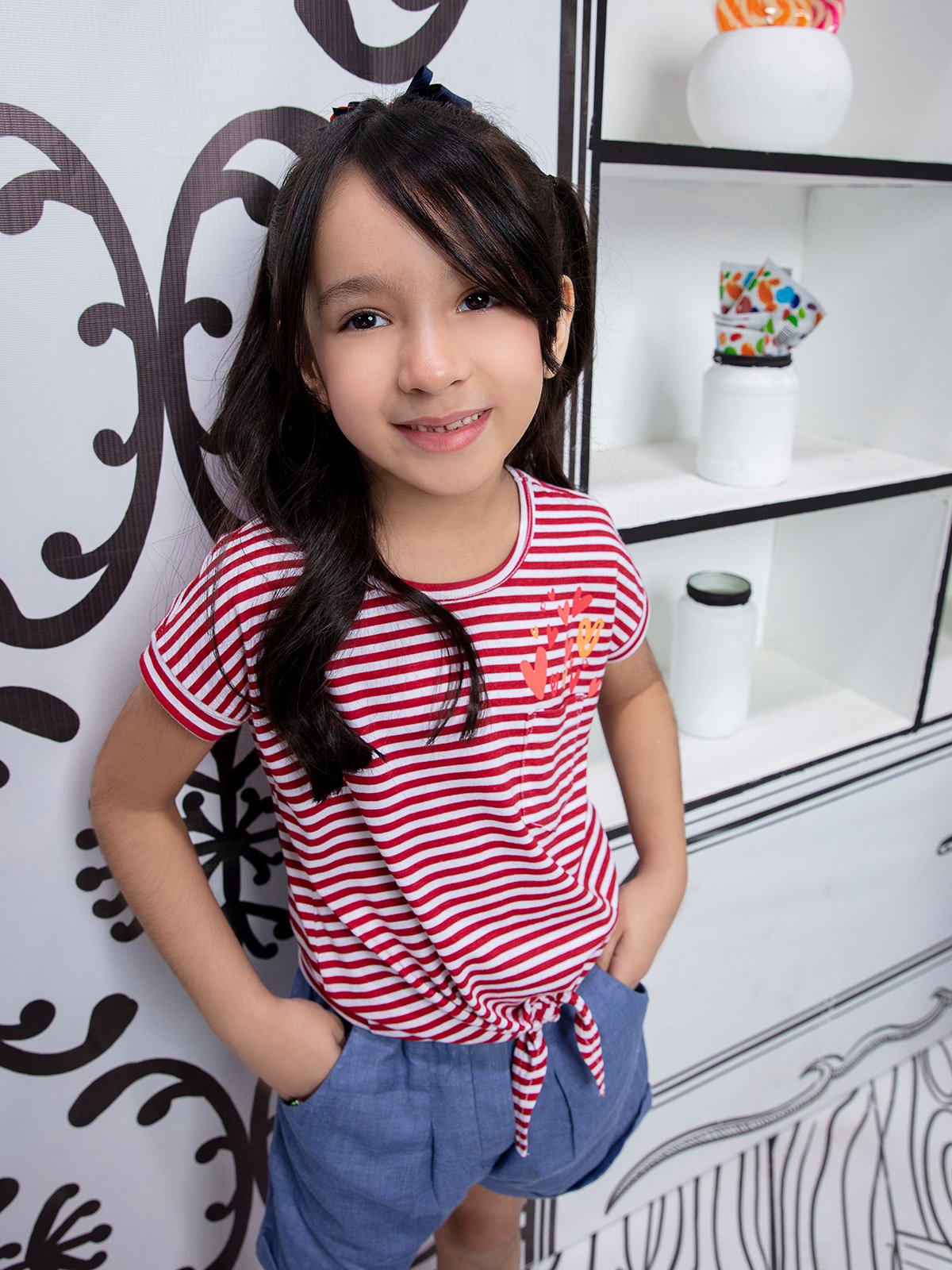 Edenrobe - Girl's Maroon & White Top - EGTK21-017