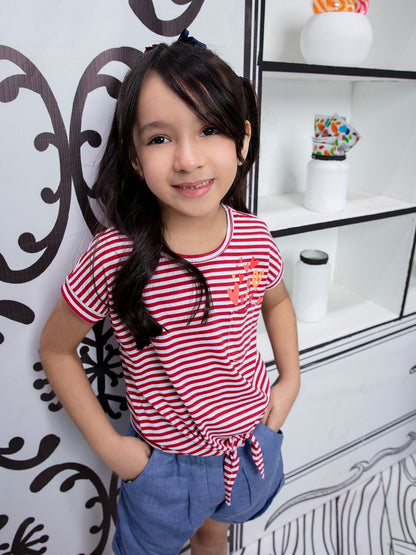 Edenrobe - Girl's Maroon & White Top - EGTK21-017