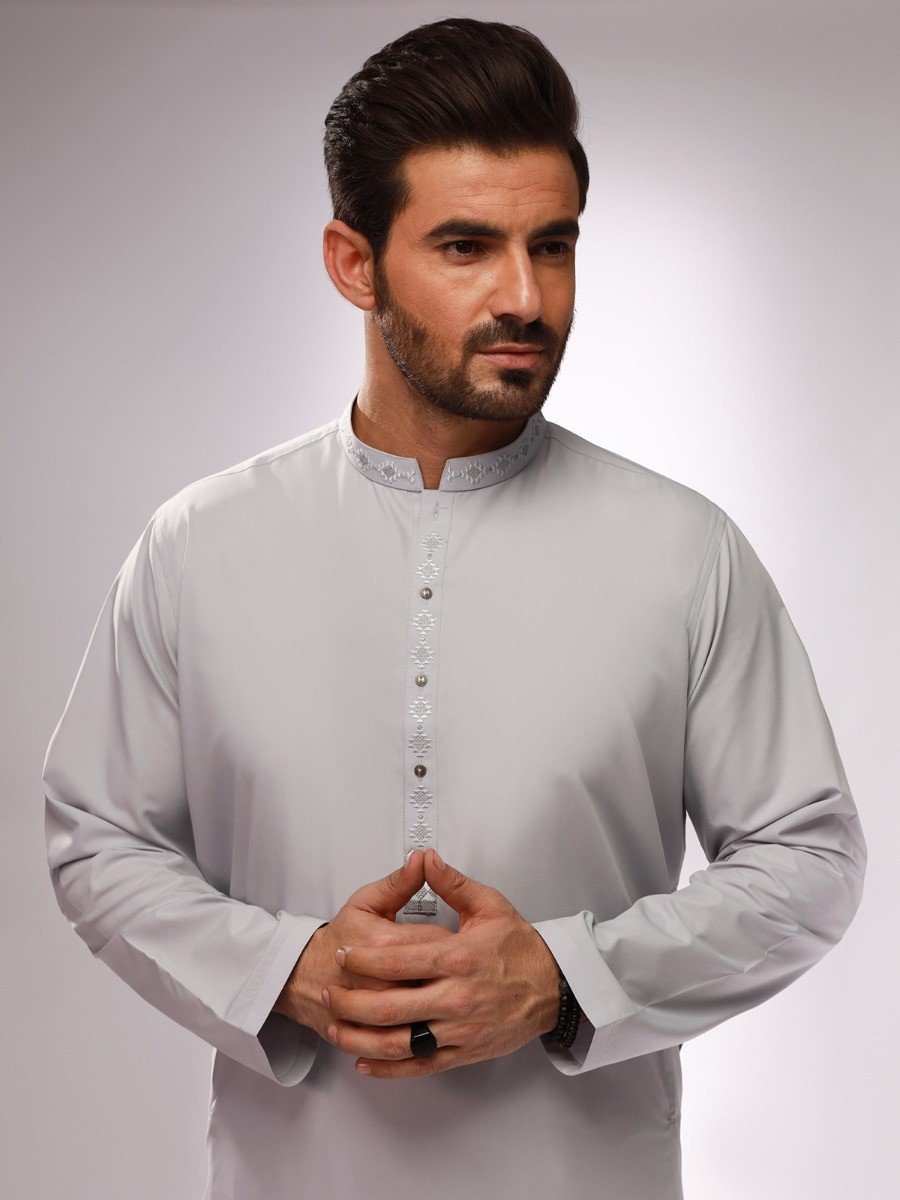 Edenrobe - Men's Slate Blue Kurta Shalwar - EMTKS21S-40865