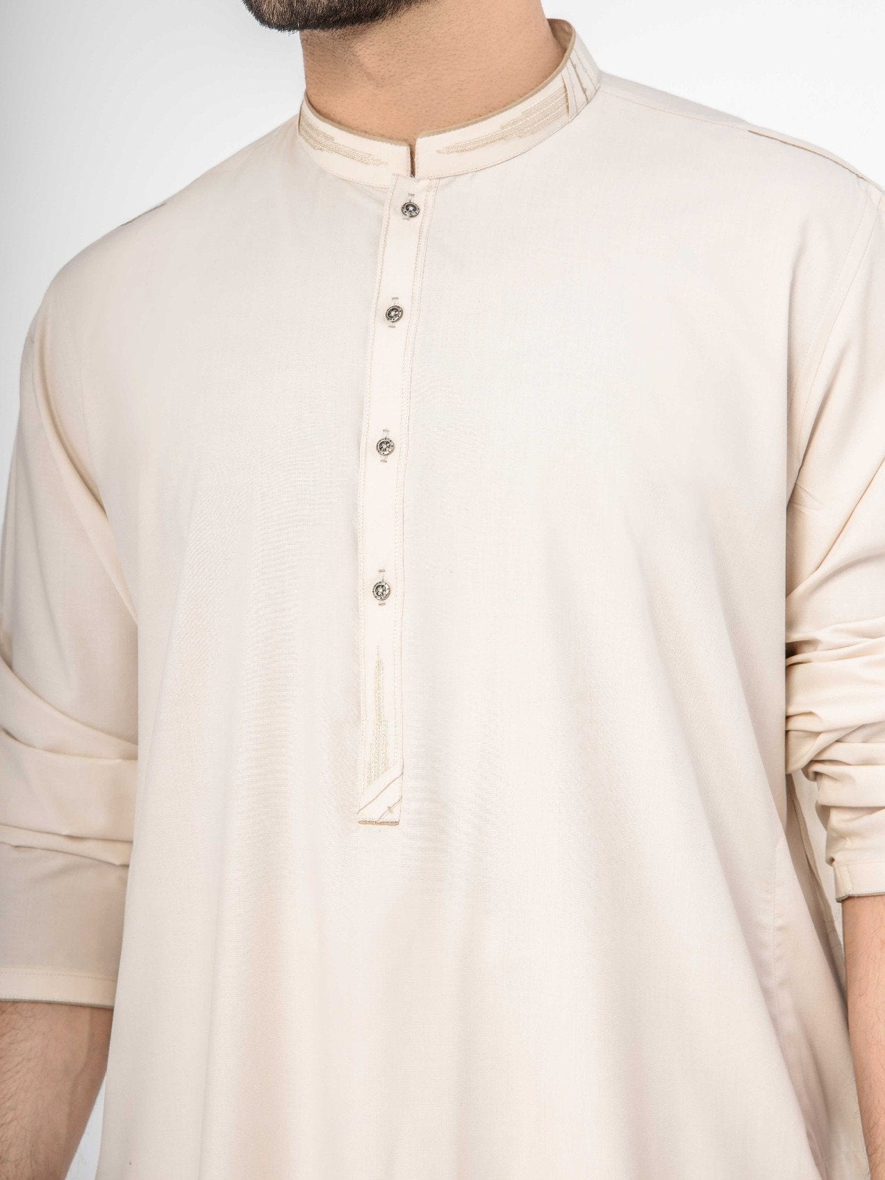 Edenrobe - Men's Light Beige Kurta Shalwar - EMTKS21S-40914