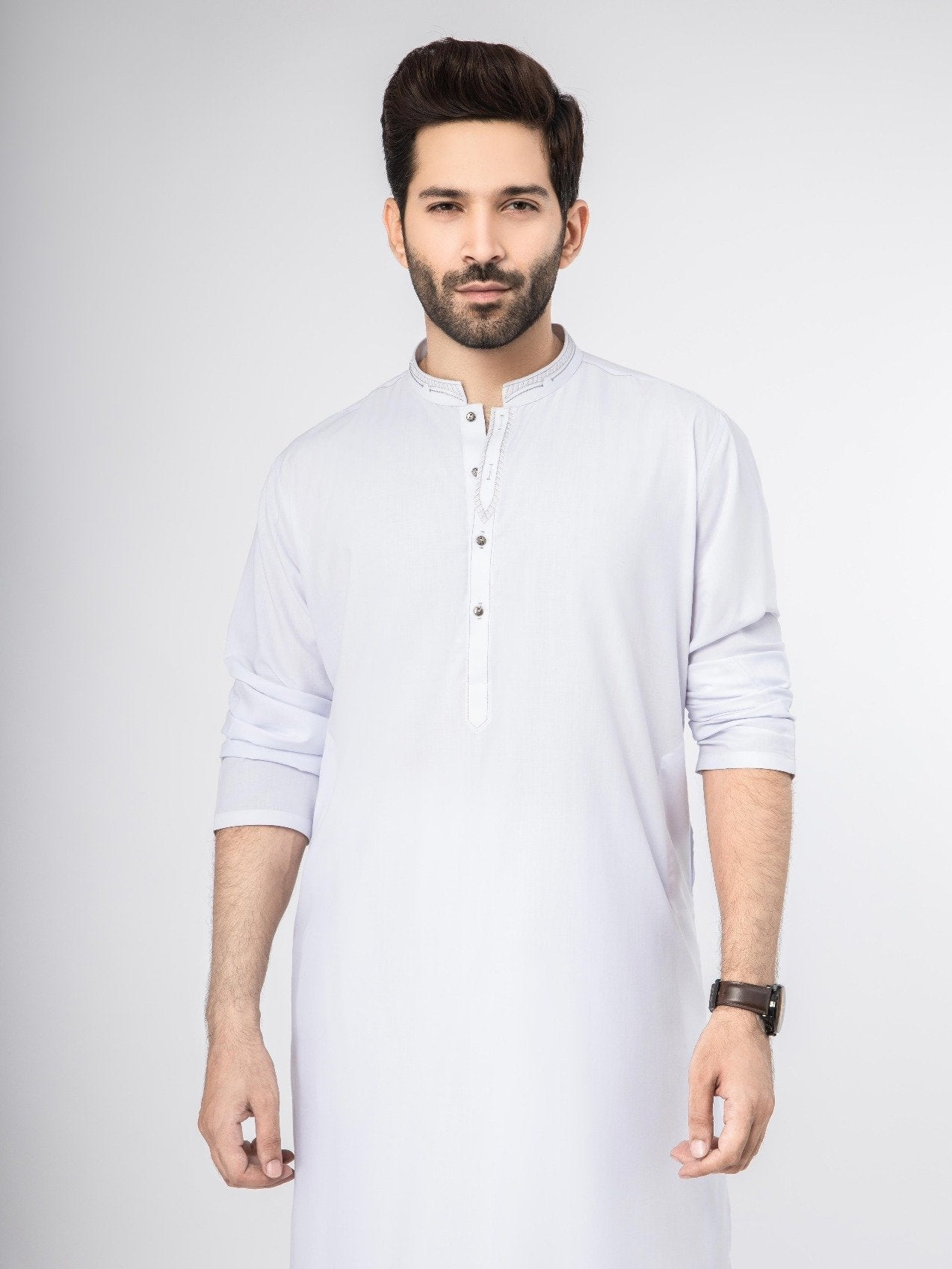 Edenrobe - Men's White Kurta Shalwar - EMTKS21S-40916