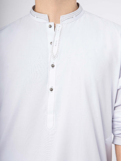 Edenrobe - Men's White Kurta Shalwar - EMTKS21S-40916