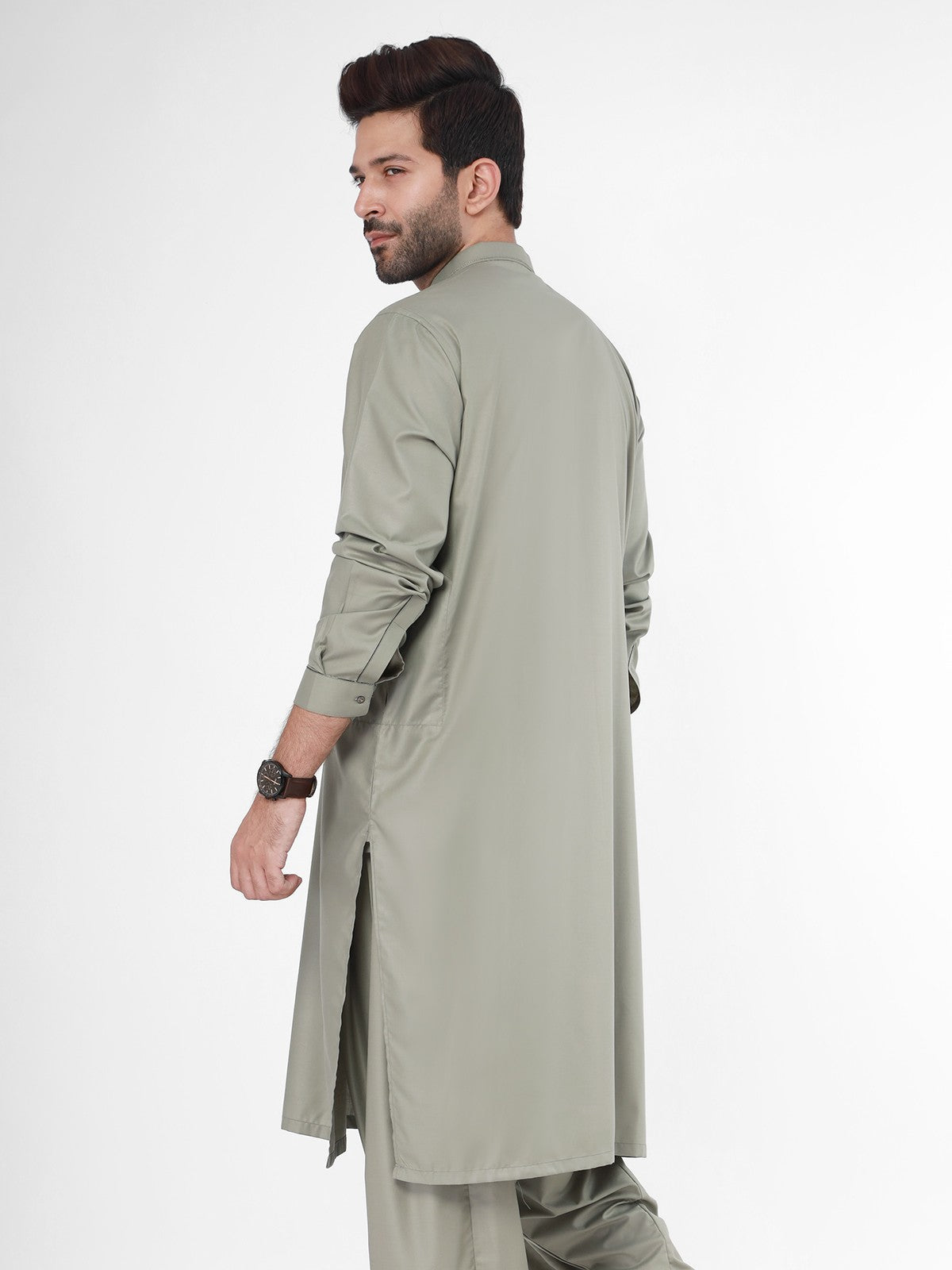 Edenrobe - Men's Sage Kurta Shalwar - EMTKS21S-40917