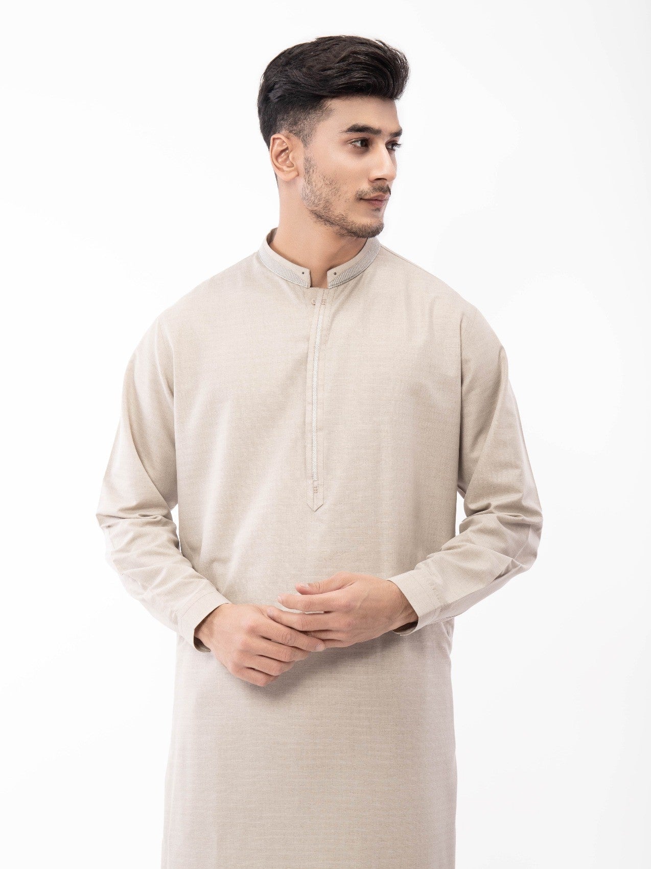 Edenrobe - Men's Light Coffee Kurta Shalwar - EMTKS21S-40920