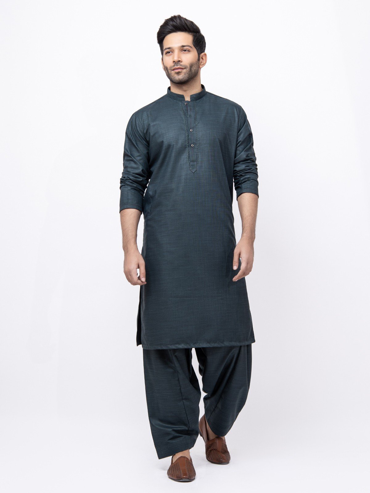 Edenrobe - Men's Teal Kurta Shalwar - EMTKS21S-40936