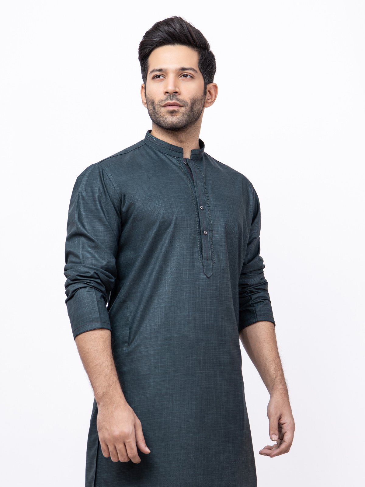 Edenrobe - Men's Teal Kurta Shalwar - EMTKS21S-40936
