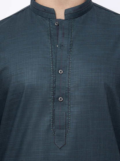 Edenrobe - Men's Teal Kurta Shalwar - EMTKS21S-40936