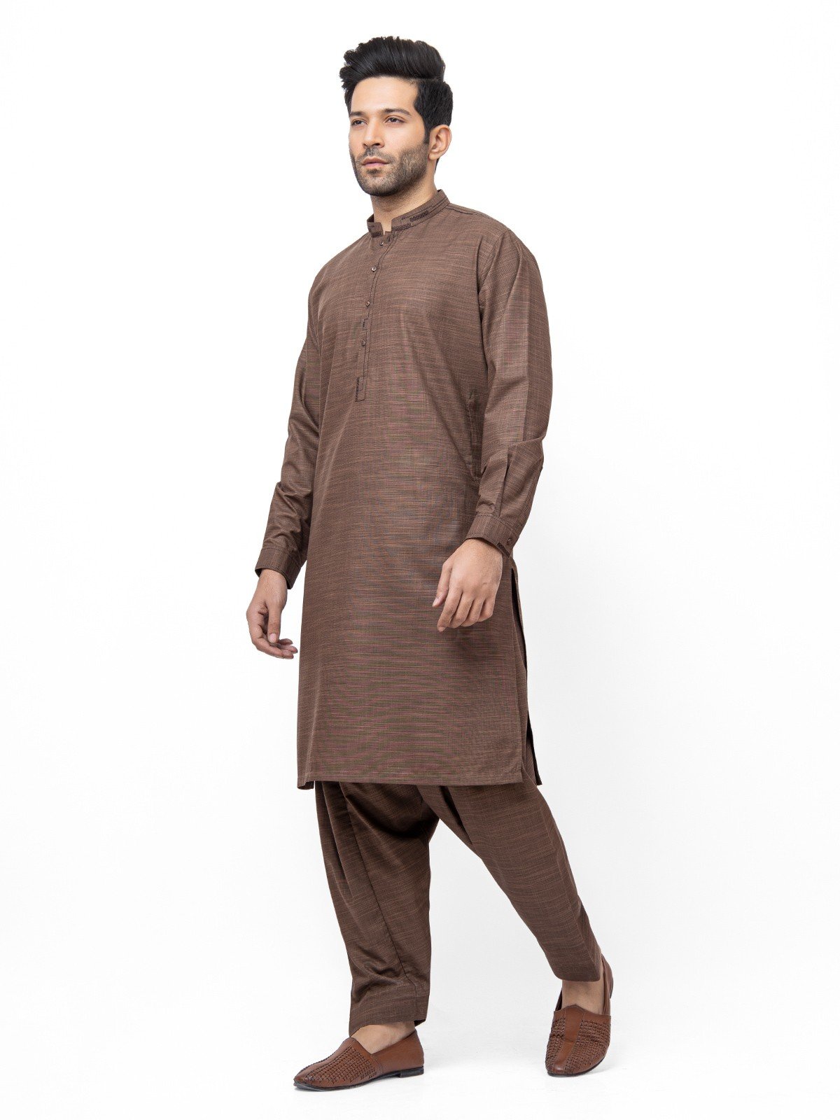 Edenrobe - Men's Brown Kurta Shalwar - EMTKS21S-40943