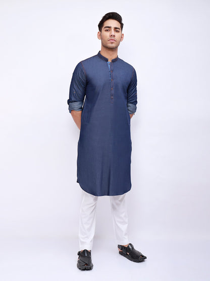 Edenrobe - Men's Denim Blue Kurta - EMTK21S-99029