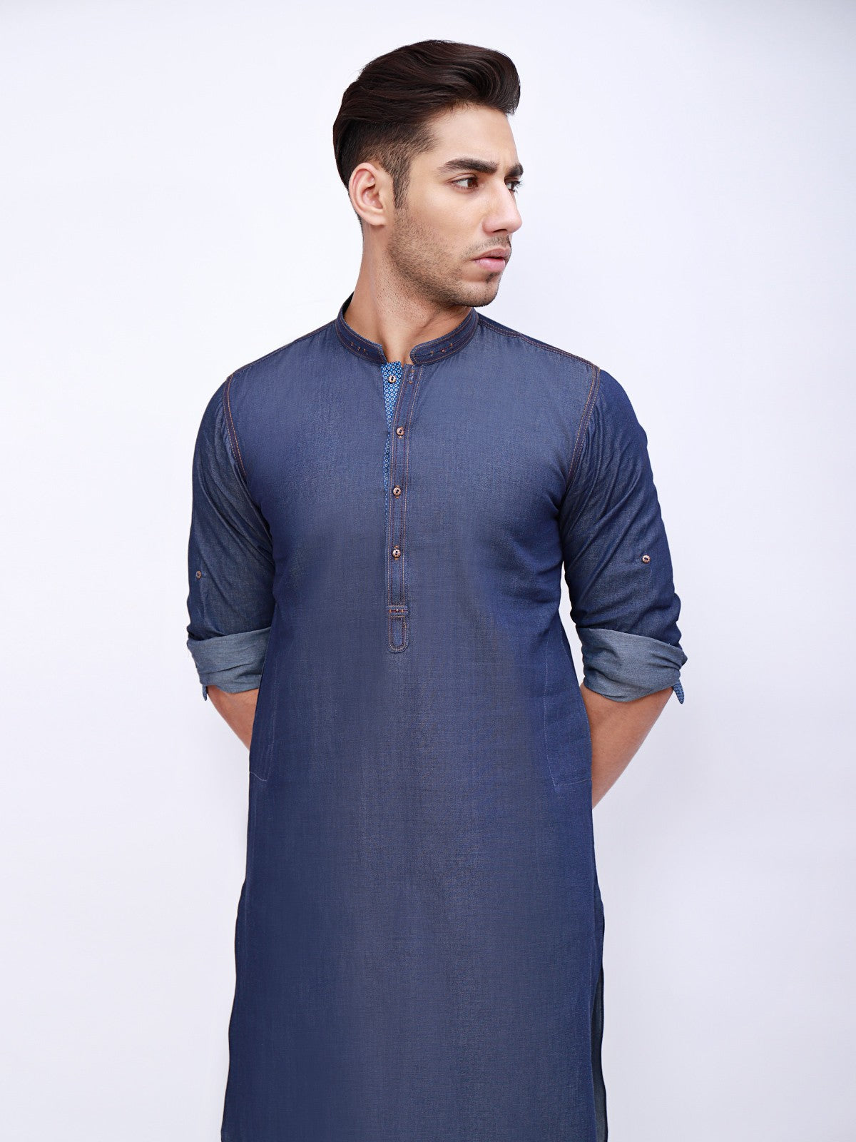 Edenrobe - Men's Denim Blue Kurta - EMTK21S-99029