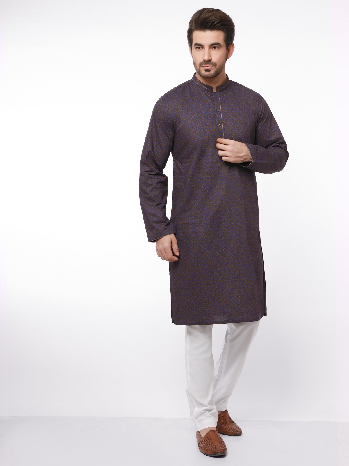 Edenrobe - Men's Purple Kurta - EMTK21S-99052