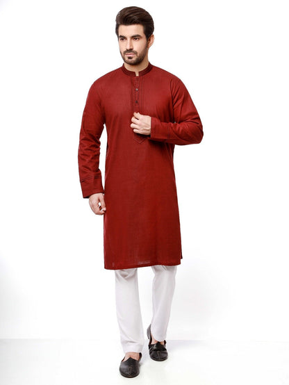 Edenrobe - Men's Dark Maroon Kurta - EMTK21S-99054