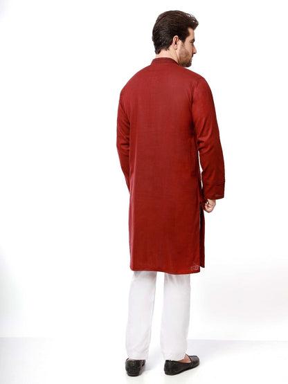 Edenrobe - Men's Dark Maroon Kurta - EMTK21S-99054