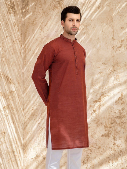 Edenrobe - Men's Rust Kurta - EMTK21S-99057