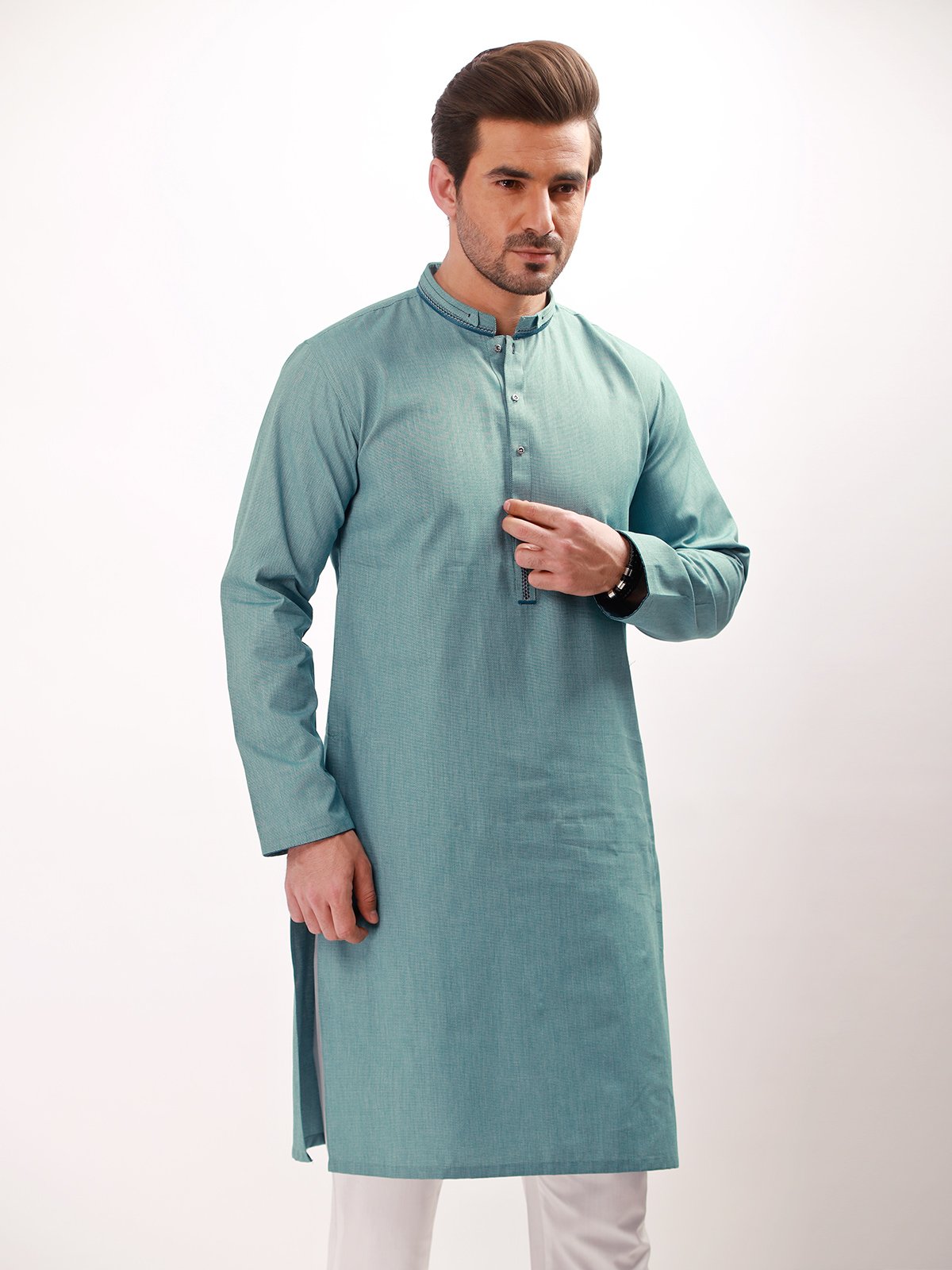 Edenrobe - Men's Sea Green Kurta - EMTK21S-99071