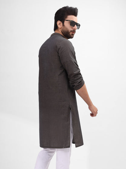 Edenrobe - Men's Black Olive Kurta - EMTK21S-99101