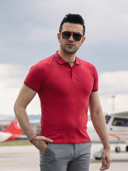 Edenrobe - Men's Red Polo Shirt - EMTPS21-003