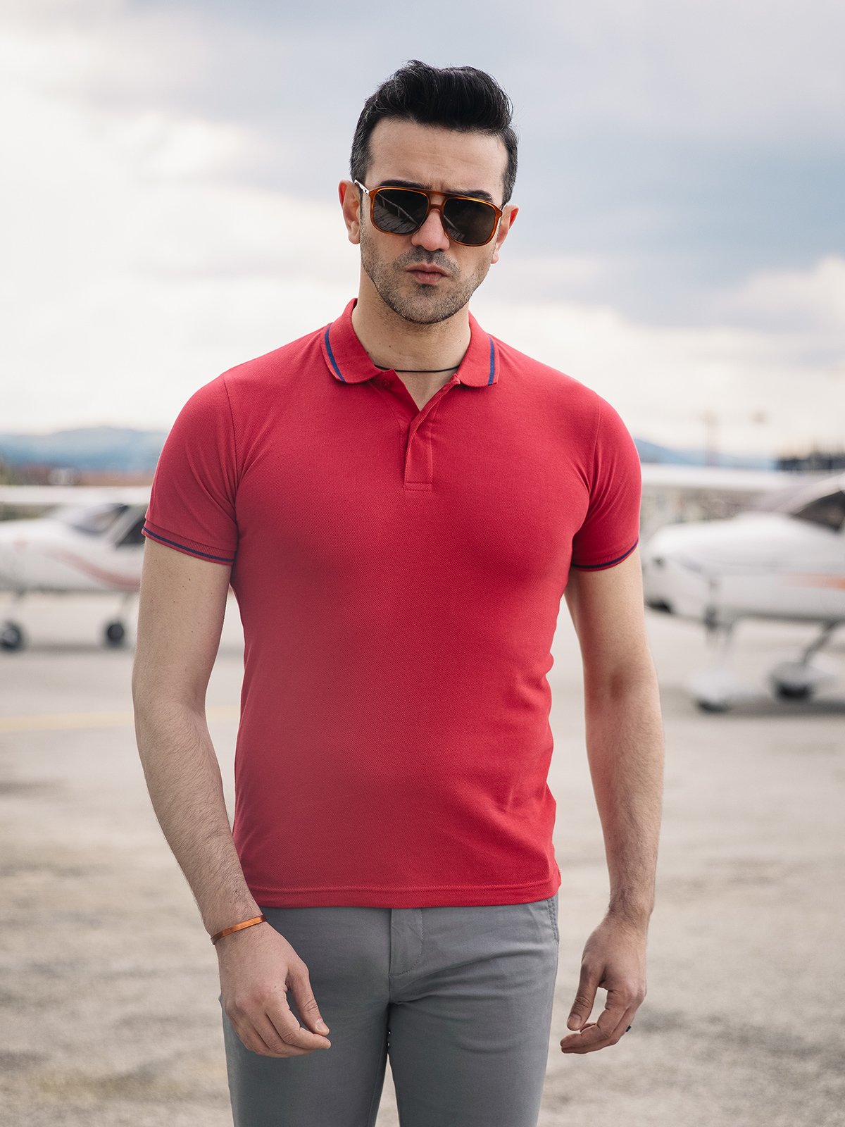 Edenrobe - Men's Red Polo Shirt - EMTPS21-003