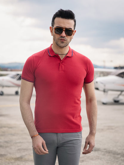 Edenrobe - Men's Red Polo Shirt - EMTPS21-003
