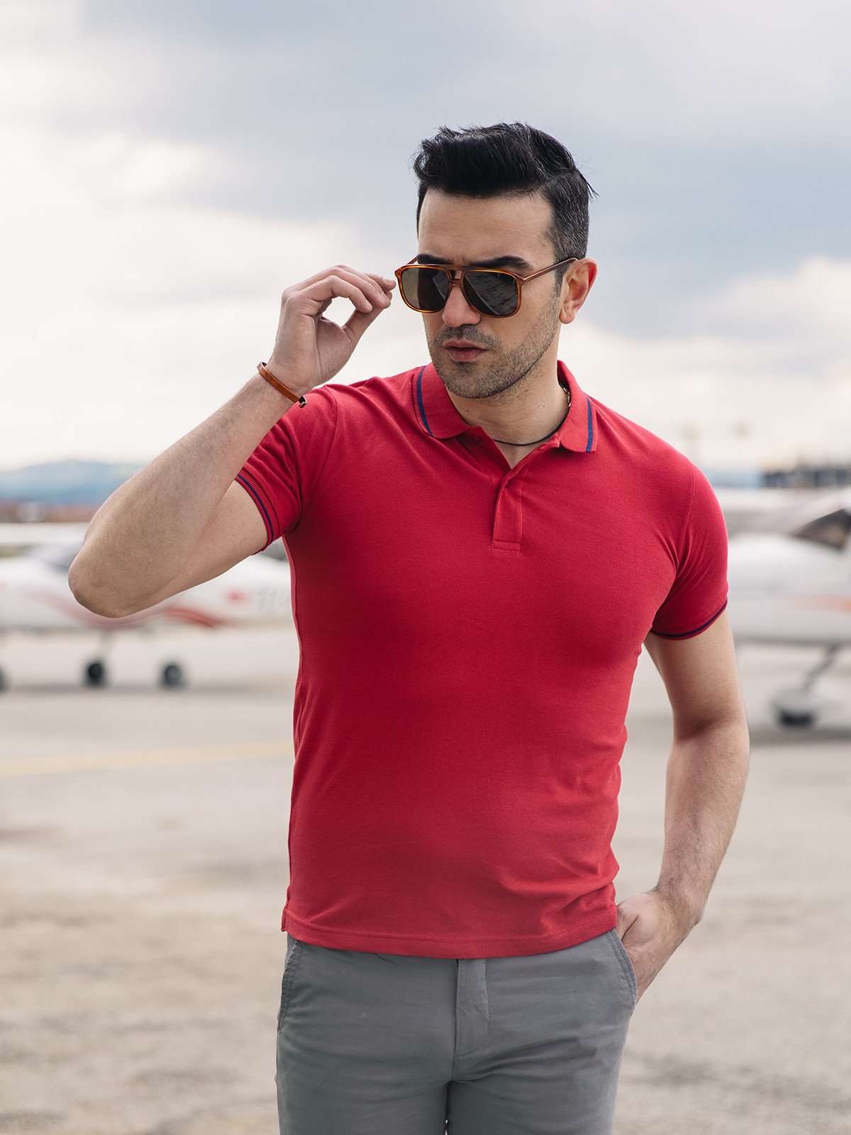 Edenrobe - Men's Red Polo Shirt - EMTPS21-003