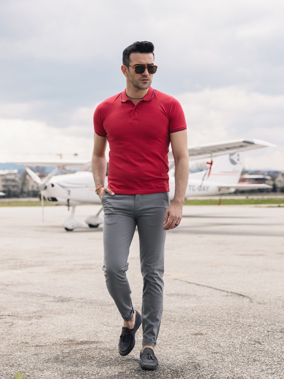 Edenrobe - Men's Red Polo Shirt - EMTPS21-003