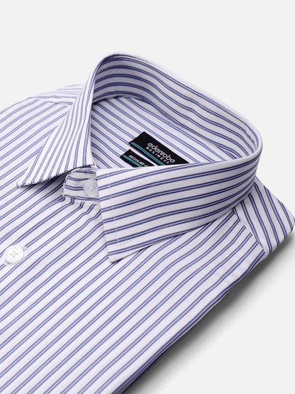 Edenrobe - Men's White & Blue Striped Shirt - EMTSB21-012