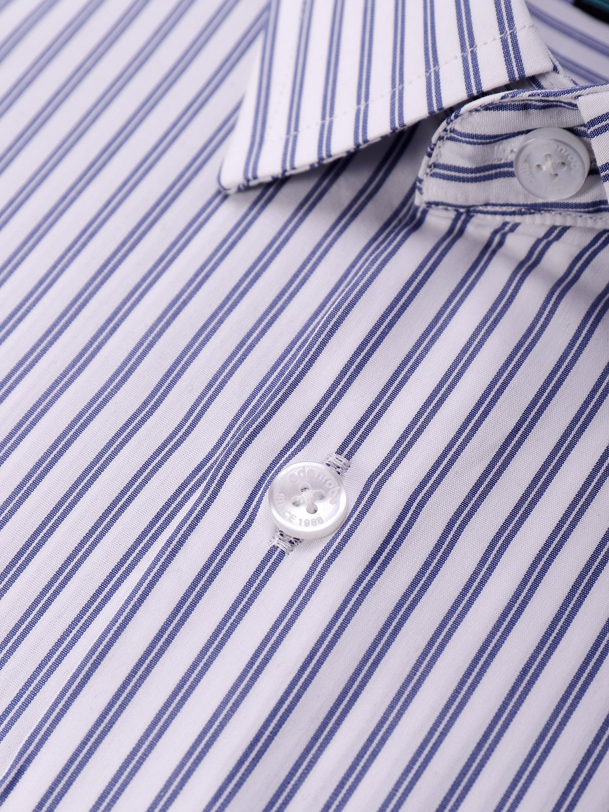 Edenrobe - Men's White & Blue Striped Shirt - EMTSB21-012