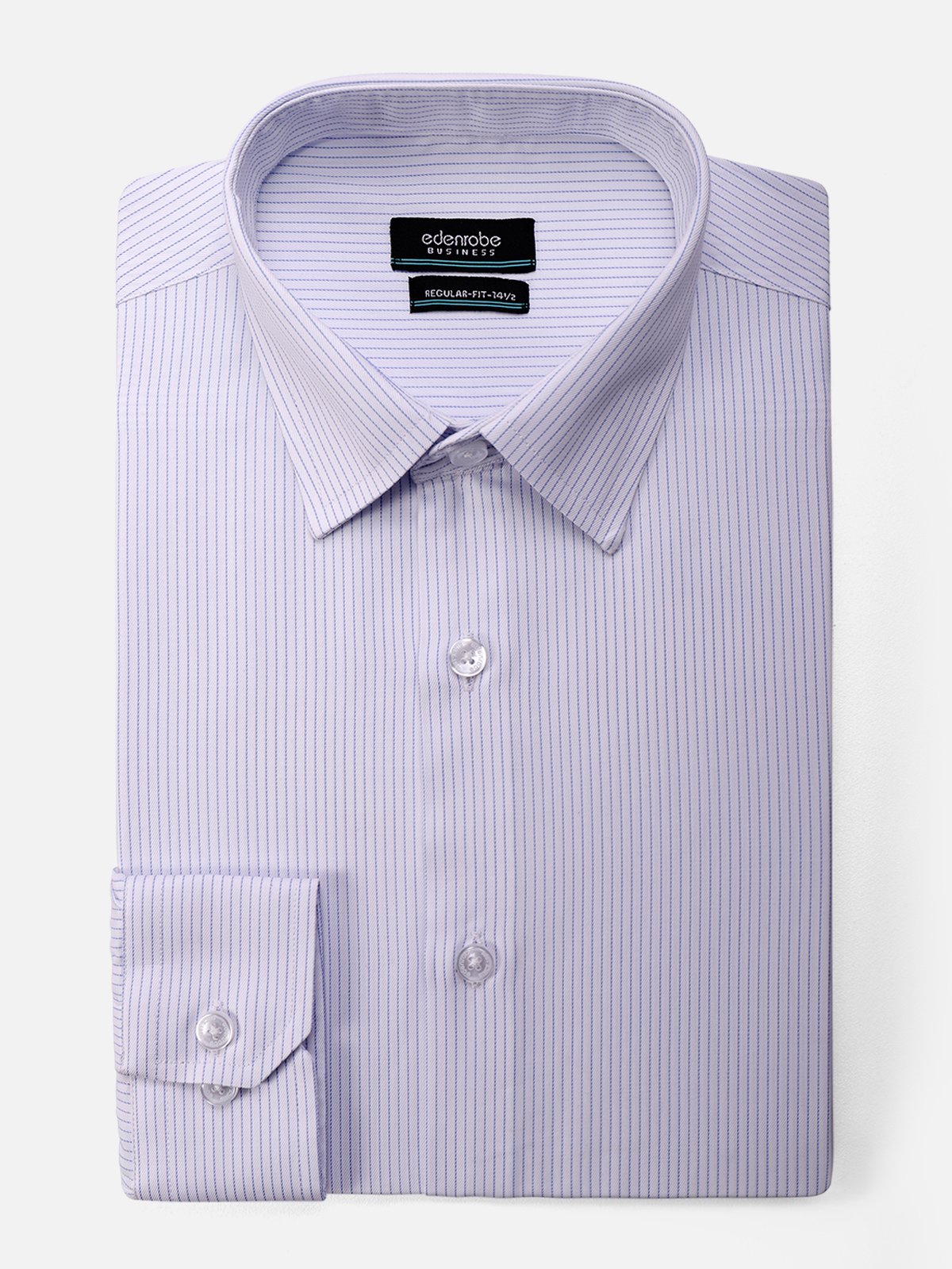 Edenrobe - Men's White & Blue Pin Striped Shirt - EMTSB21-014
