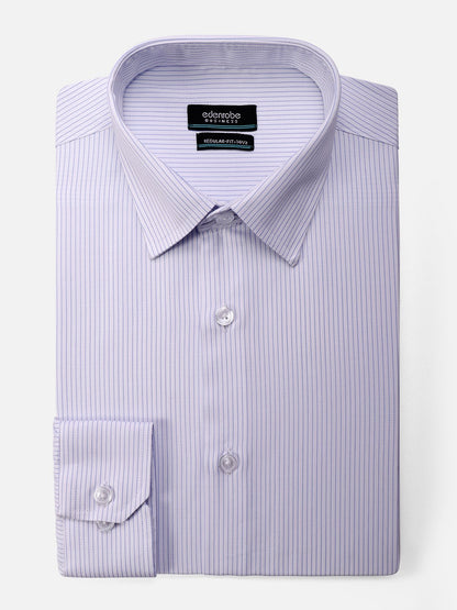 Edenrobe - Men's White & Blue Pin Striped Shirt - EMTSB21-014