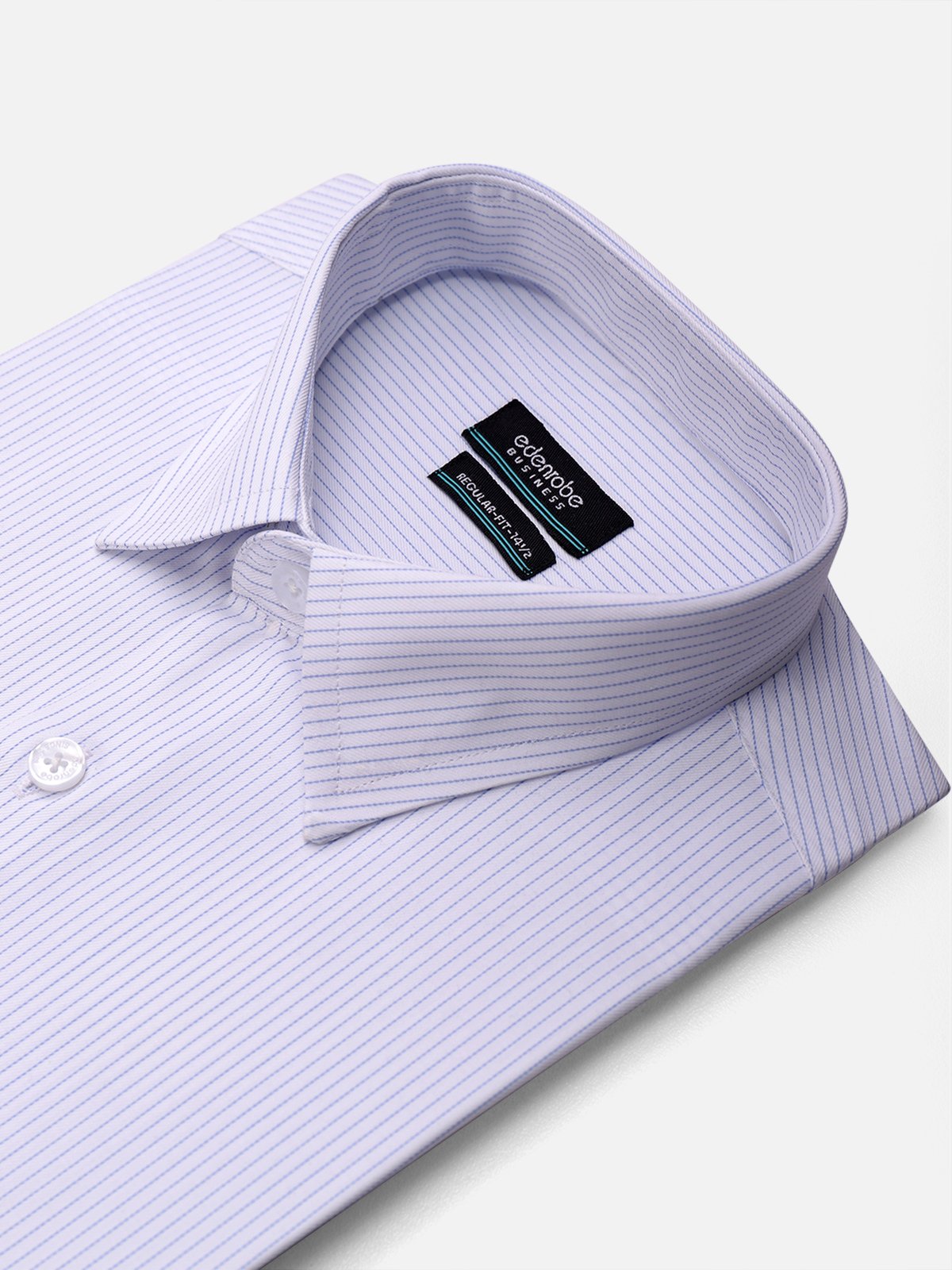 Edenrobe - Men's White & Blue Pin Striped Shirt - EMTSB21-014