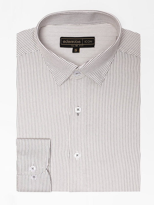 Edenrobe - Men's White Shirt Striped - EMTSI21-50214