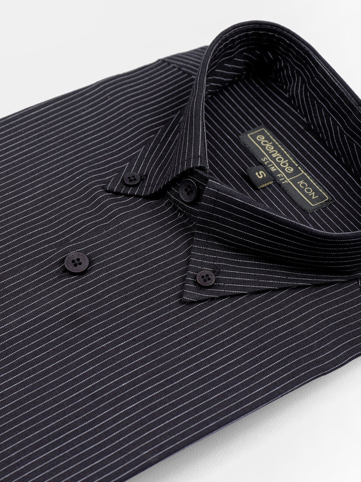 Edenrobe - Men's Striped Black Shirt - EMTSI21-50232