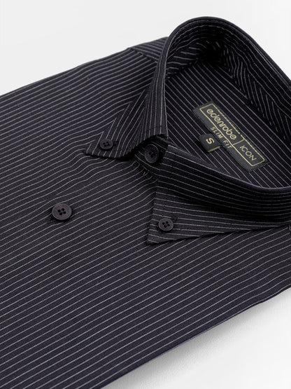 Edenrobe - Men's Striped Black Shirt - EMTSI21-50232