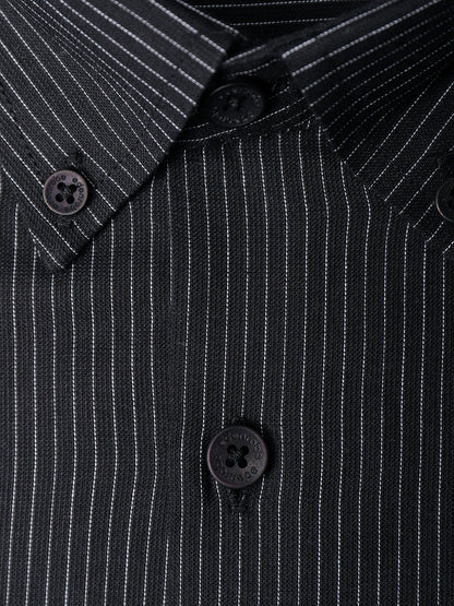 Edenrobe - Men's Striped Black Shirt - EMTSI21-50232