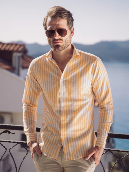 Edenrobe - Men's White & Orange Shirt - EMTSUC21-122