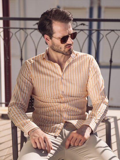 Edenrobe - Men's White & Orange Shirt - EMTSUC21-122
