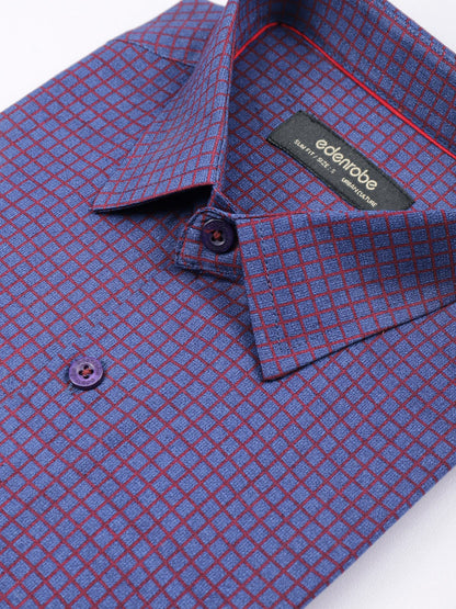 Edenrobe - Men's Purple Box Checkered Shirt - EMTSUC21-131