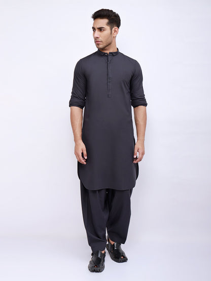 Edenrobe - Men's Charcoal Kurta Shalwar - EMTSW21S-99041