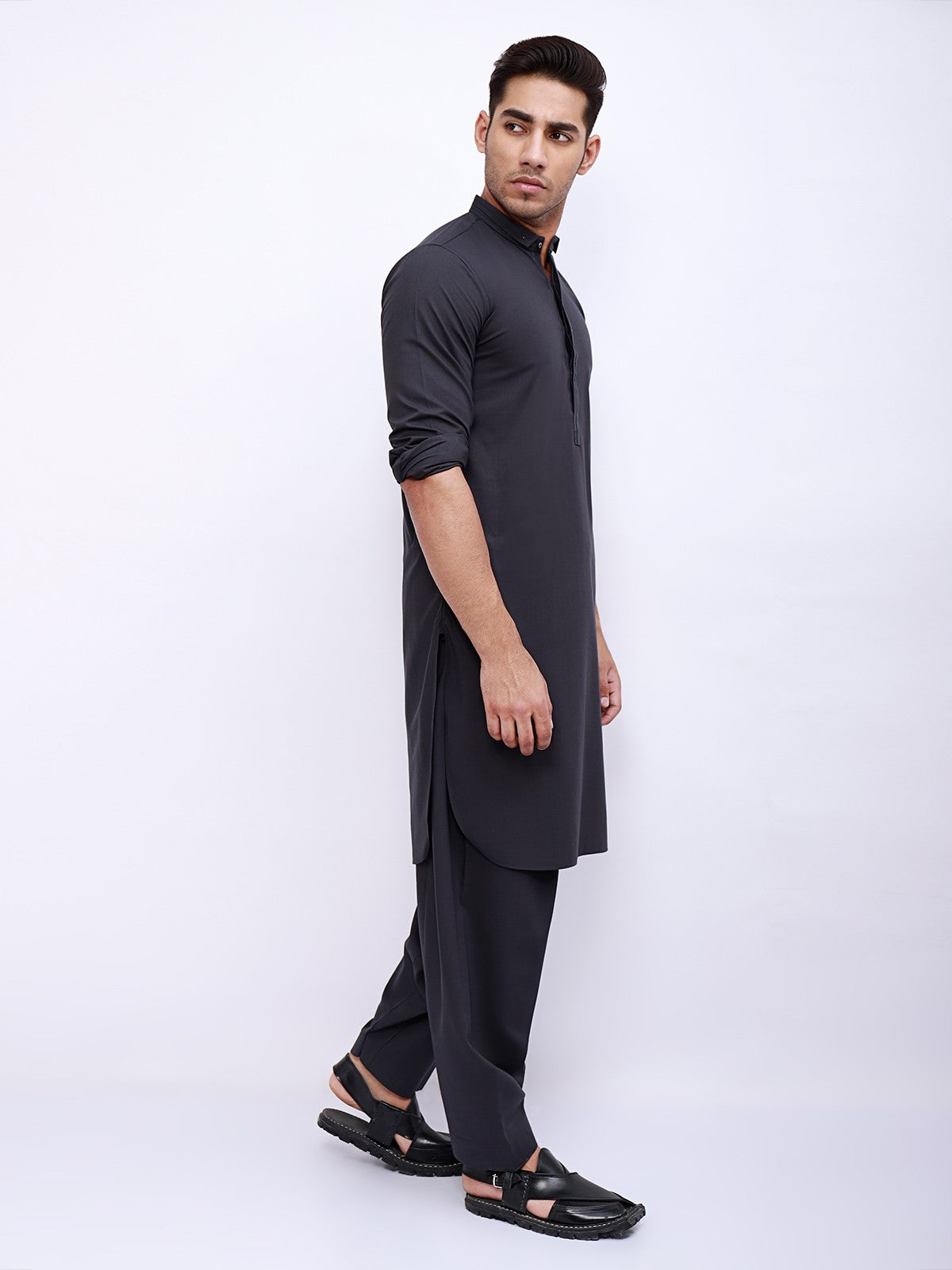 Edenrobe - Men's Charcoal Kurta Shalwar - EMTSW21S-99041