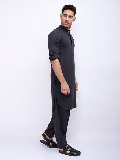 Edenrobe - Men's Charcoal Kurta Shalwar - EMTSW21S-99041