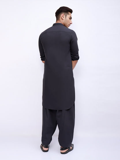 Edenrobe - Men's Charcoal Kurta Shalwar - EMTSW21S-99041