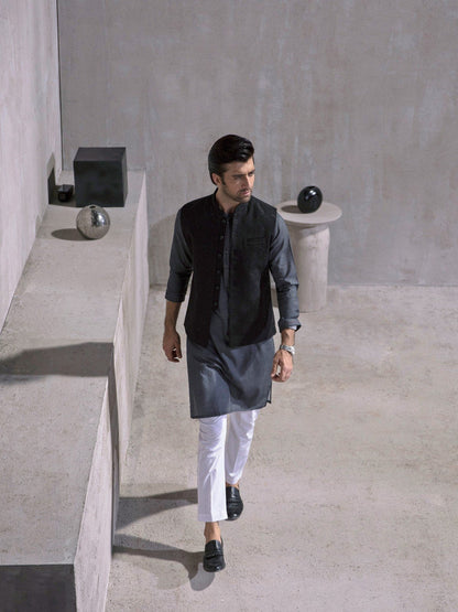 Edenrobe - Men's Black Waist Coat Ceremonial - EMTWCC21-074