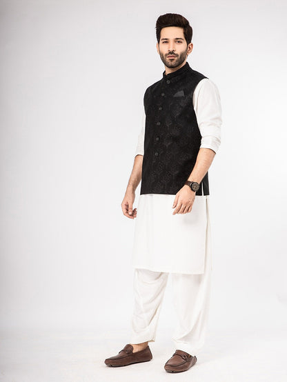 Edenrobe - Men's Black Waist Coat Ceremonial - EMTWCC21-074