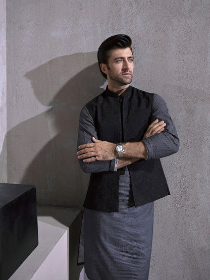 Edenrobe - Men's Black Waist Coat Ceremonial - EMTWCC21-074