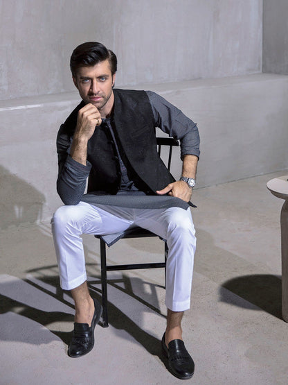 Edenrobe - Men's Black Waist Coat Ceremonial - EMTWCC21-074