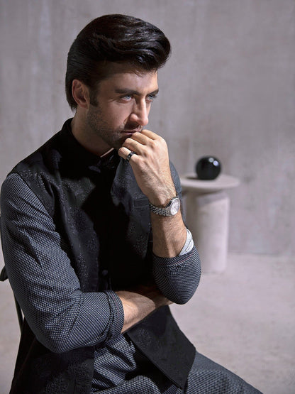 Edenrobe - Men's Black Waist Coat Ceremonial - EMTWCC21-074