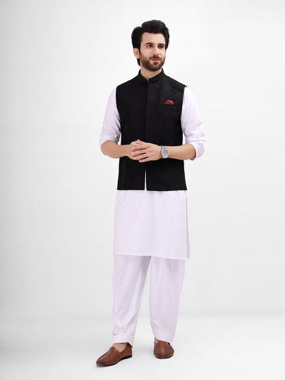 Edenrobe - Men's Black Waist Coat Ceremonial - EMTWCC21-075