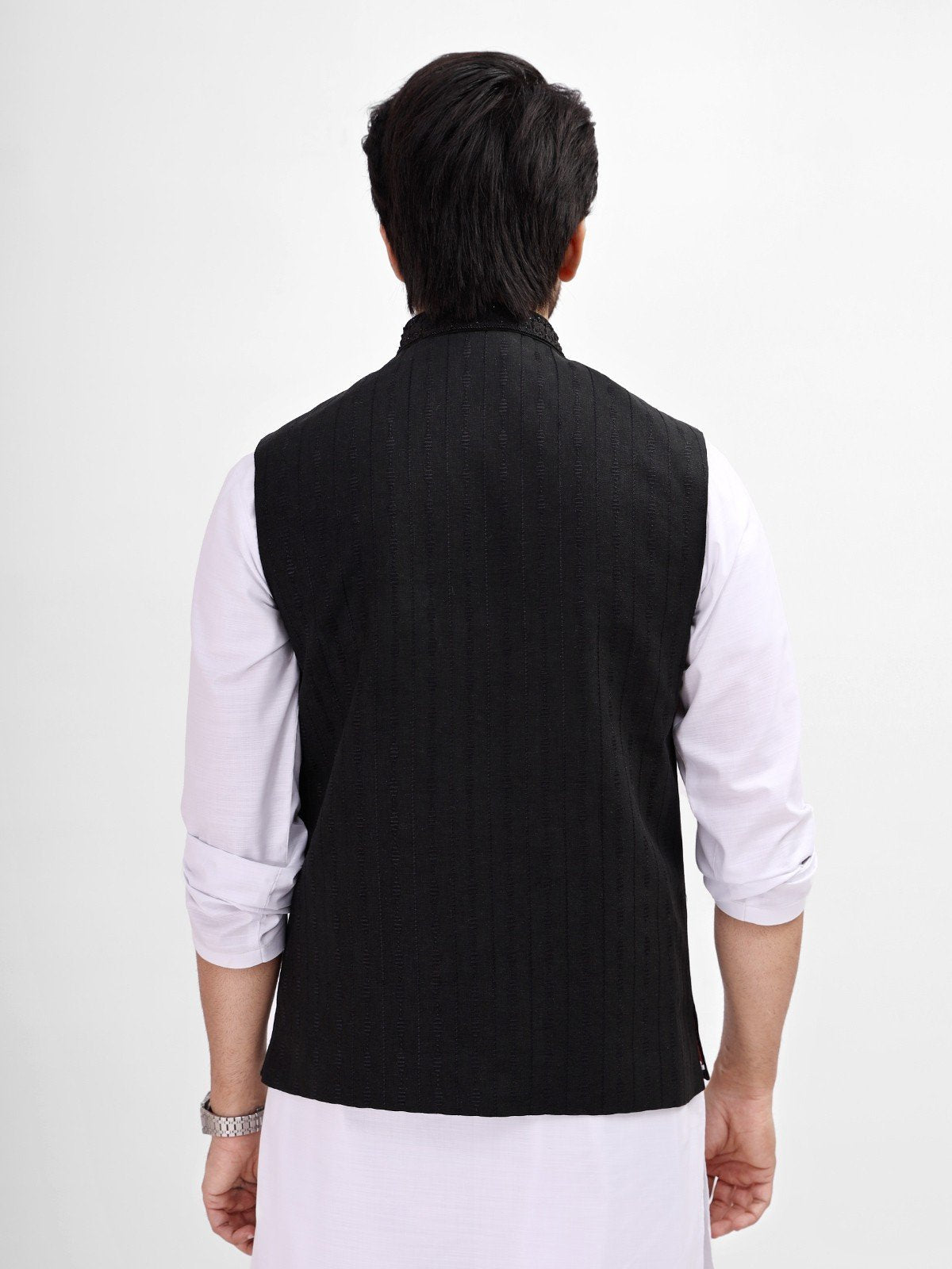 Edenrobe - Men's Black Waist Coat Ceremonial - EMTWCC21-075